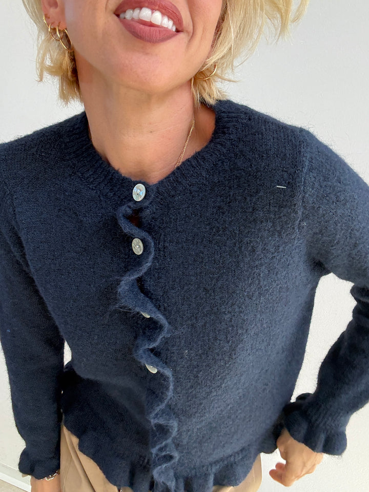 CARDIGAN VOLANT BLU