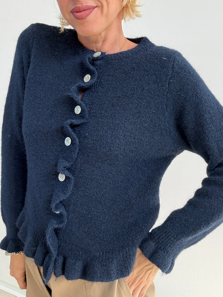 CARDIGAN VOLANT BLU