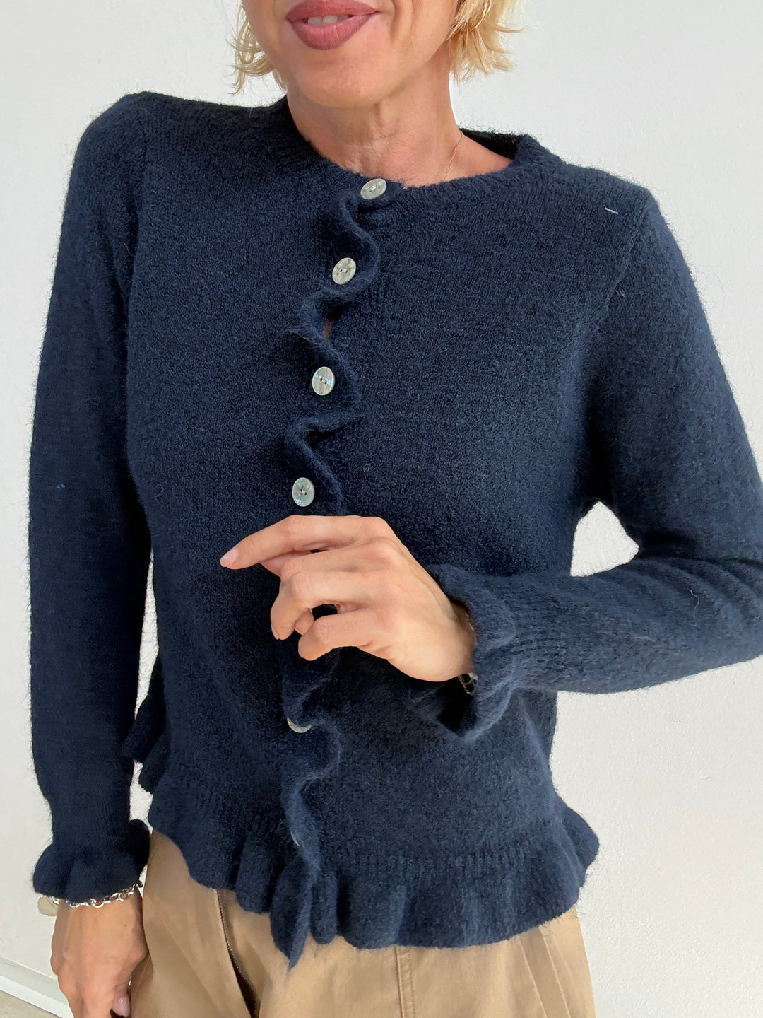 CARDIGAN VOLANT BLU