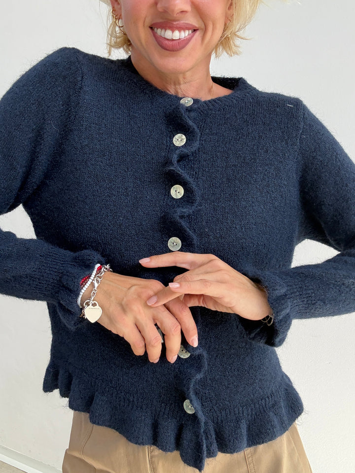 CARDIGAN VOLANT BLU