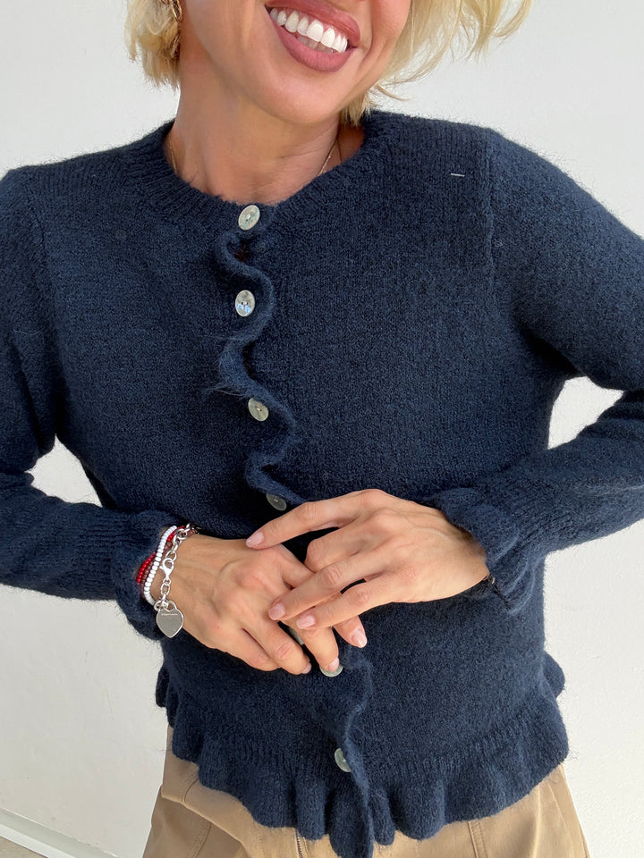 CARDIGAN VOLANT BLU
