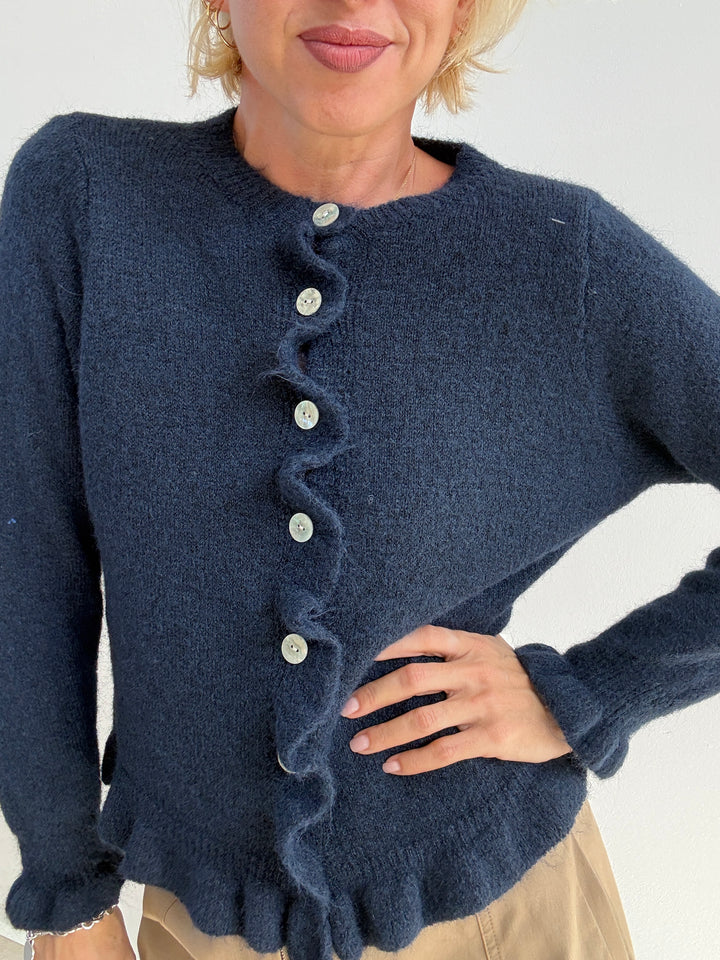 CARDIGAN VOLANT BLU