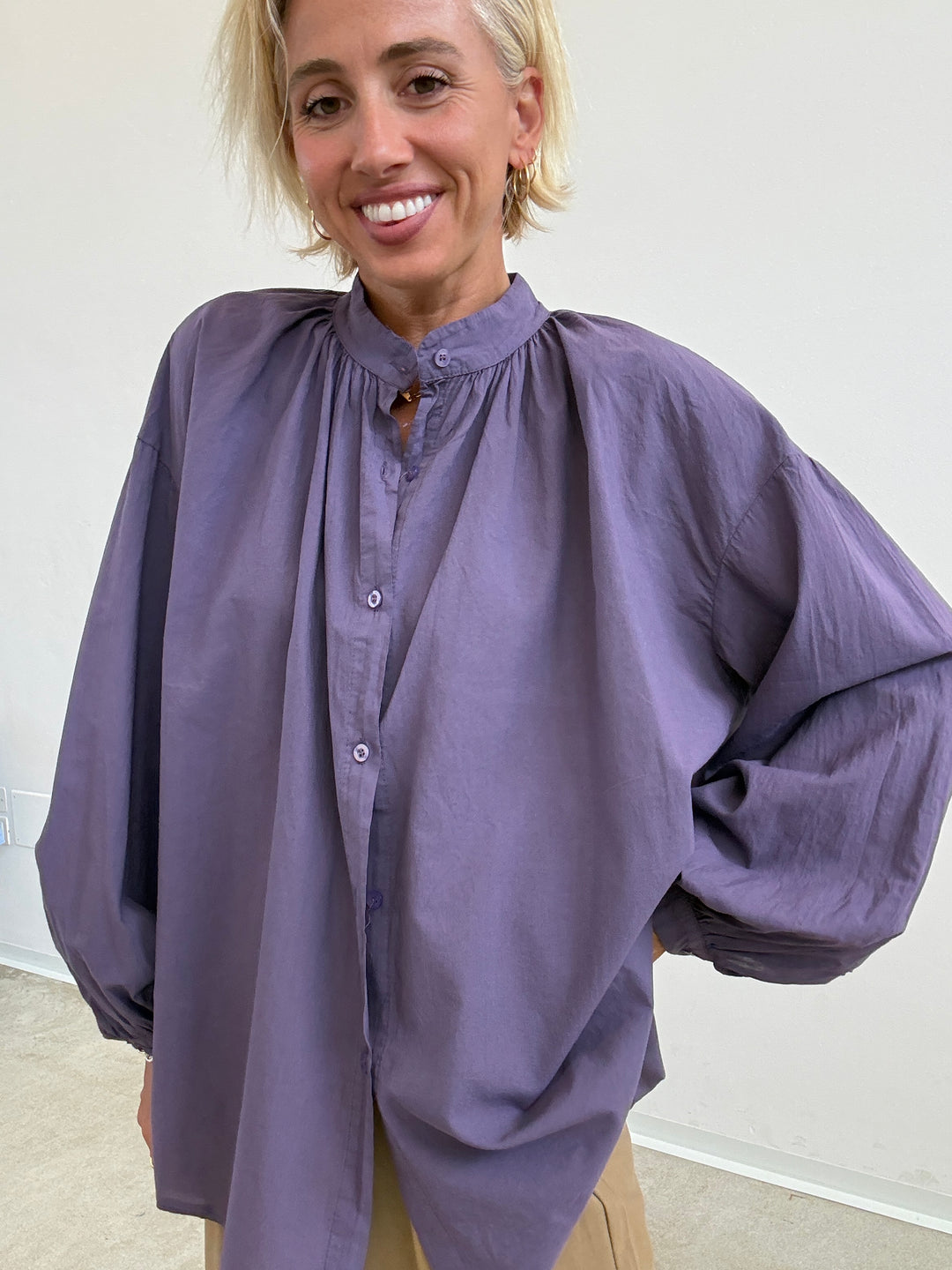 CAMICIA MUSSOLA VIOLA