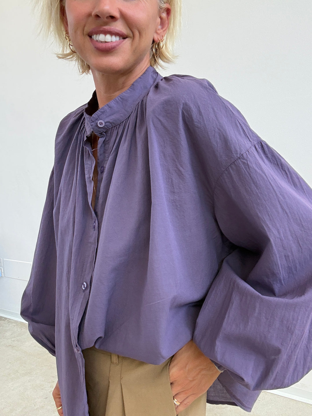 CAMICIA MUSSOLA VIOLA