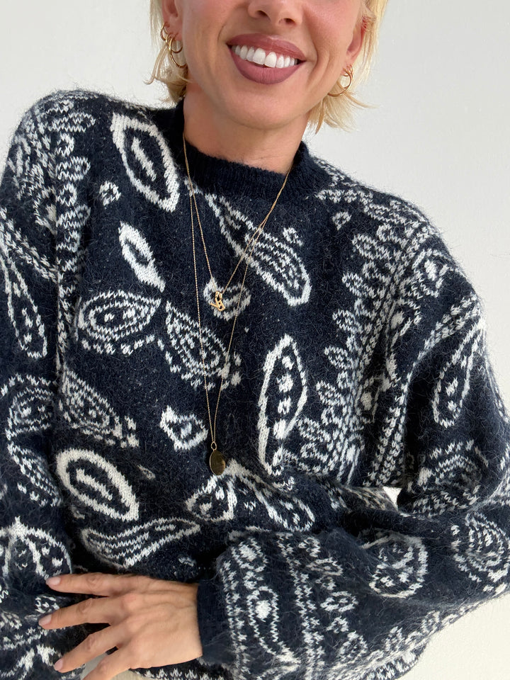PULLOVER PAISLEY BLU