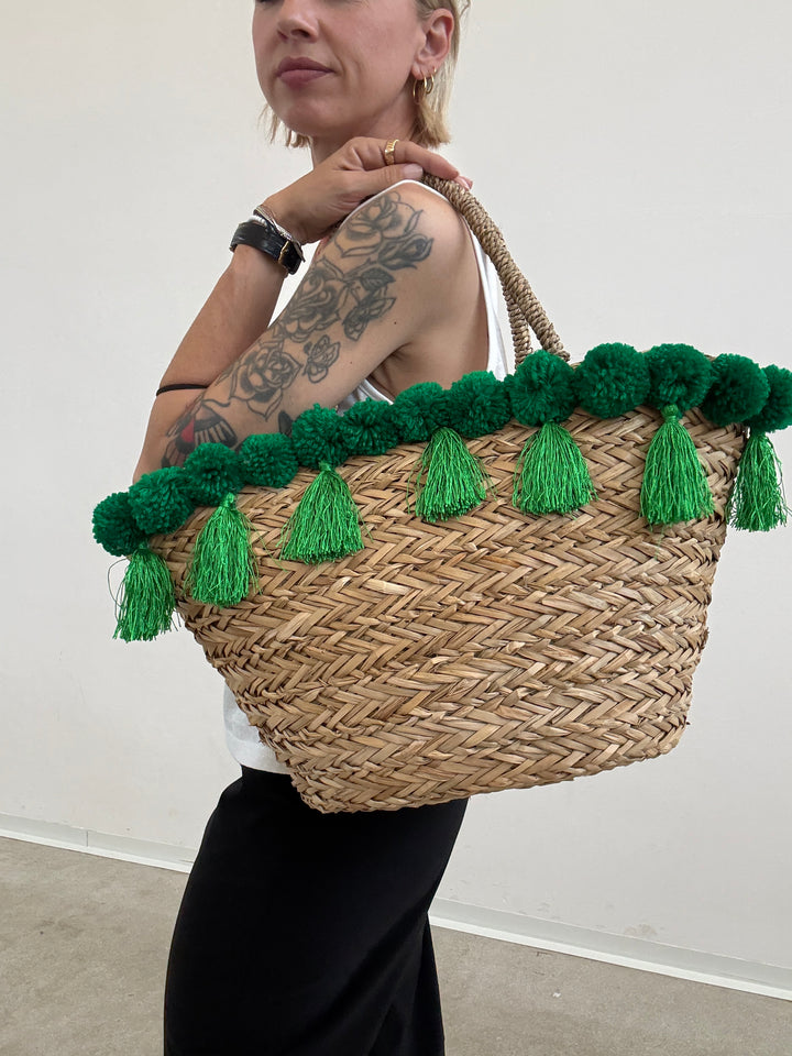 BORSA POSITANO PAGLIA VERDE