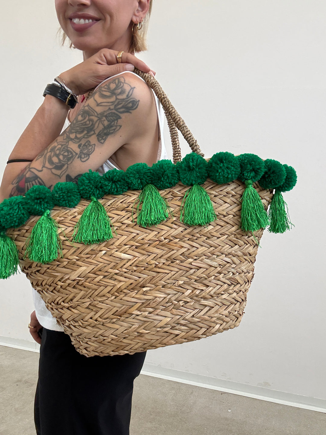 BORSA POSITANO PAGLIA VERDE