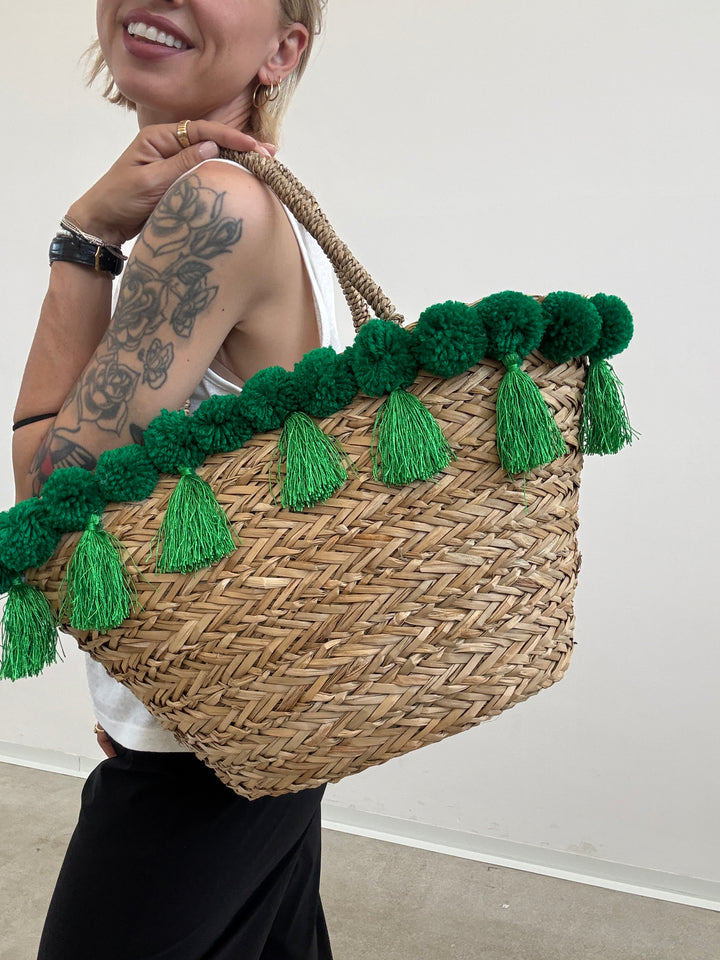 BORSA POSITANO PAGLIA VERDE