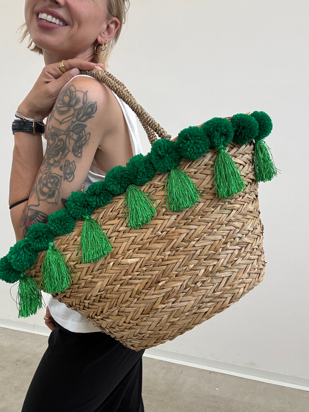 BORSA POSITANO PAGLIA VERDE