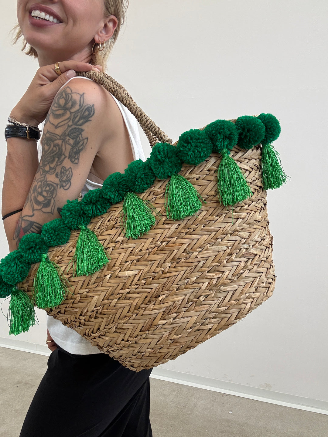 BORSA POSITANO PAGLIA VERDE