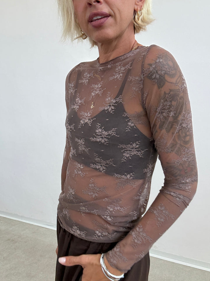 TSHIRT MAILA PIZZO CIOCCO