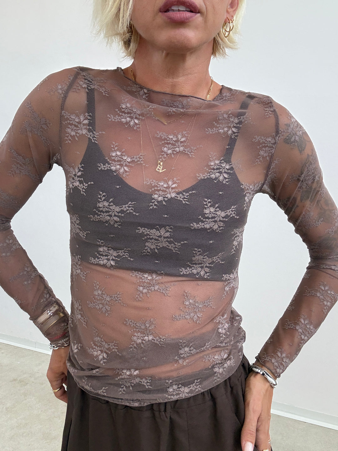 TSHIRT MAILA PIZZO CIOCCO