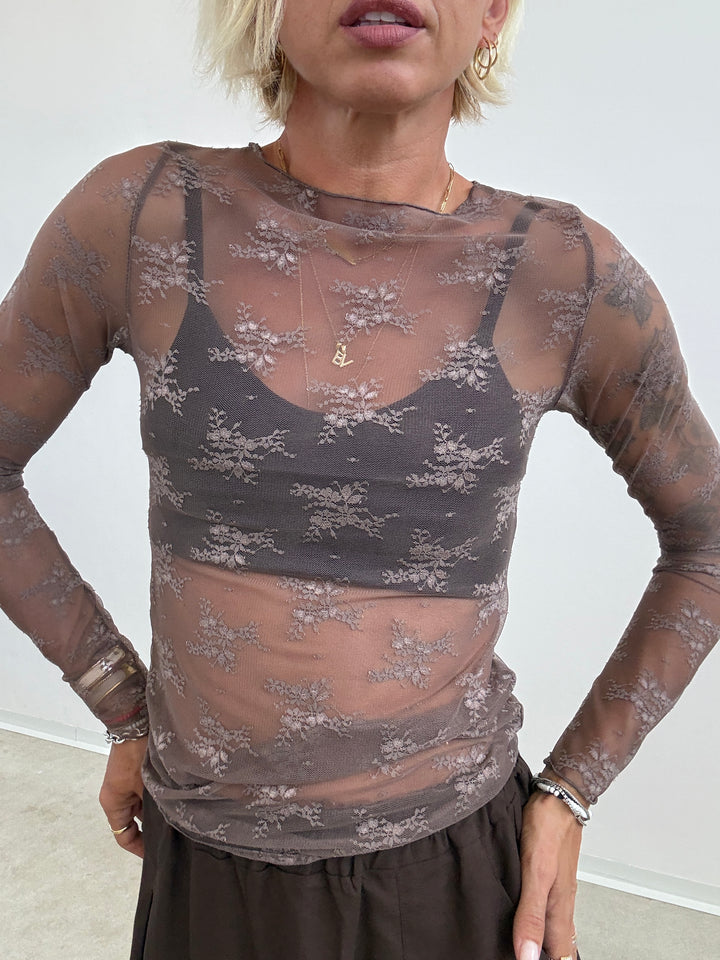 TSHIRT MAILA PIZZO CIOCCO