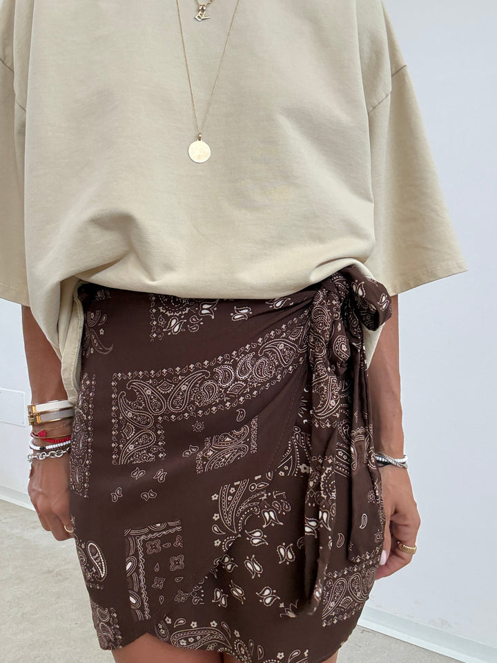 MINIGONNA PAREO BANDANA CIOCCO