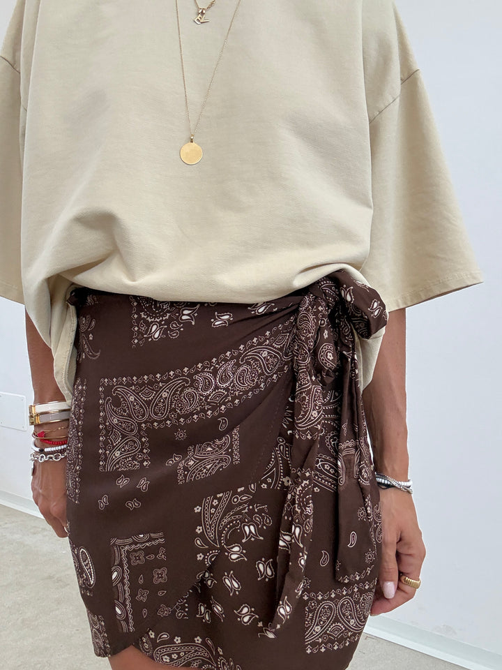 MINIGONNA PAREO BANDANA CIOCCO