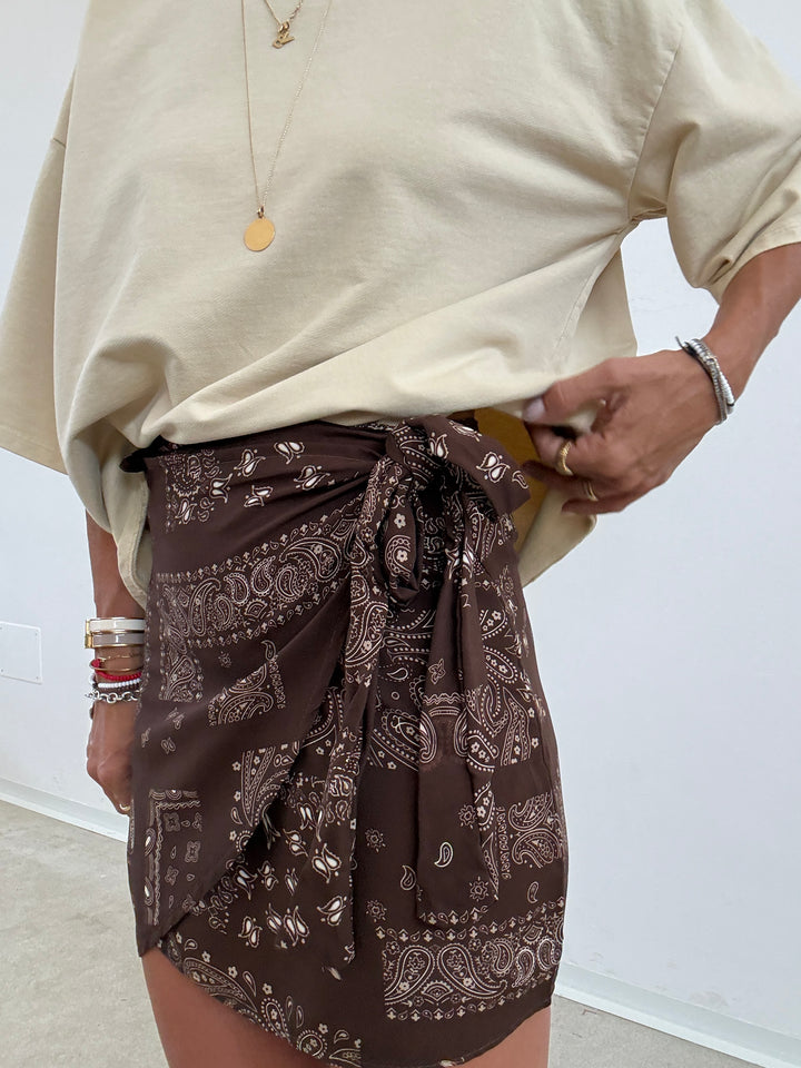 MINIGONNA PAREO BANDANA CIOCCO