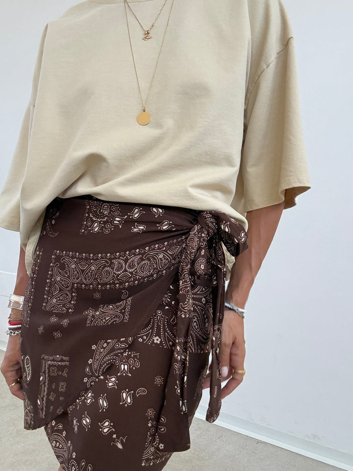 MINIGONNA PAREO BANDANA CIOCCO