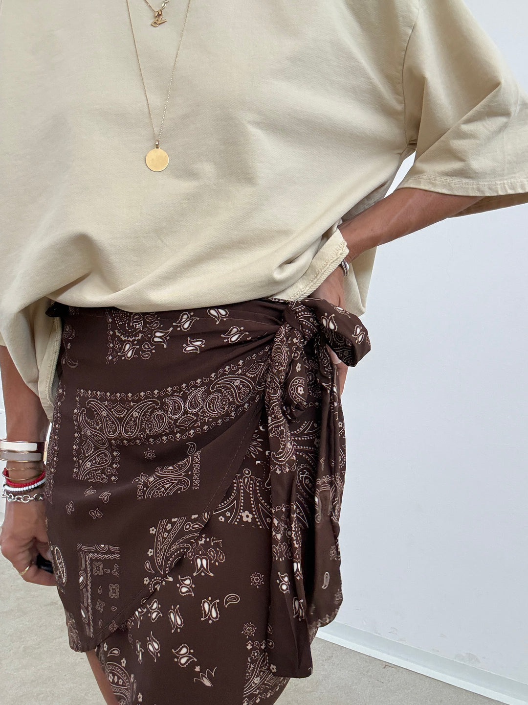MINIGONNA PAREO BANDANA CIOCCO