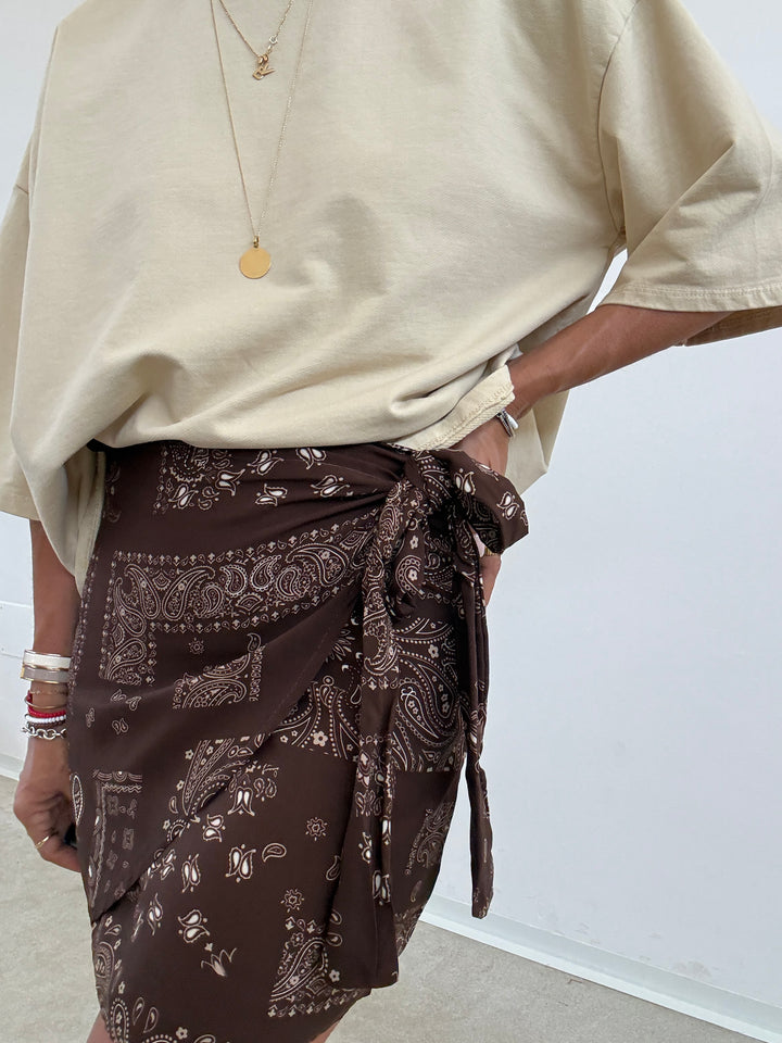 MINIGONNA PAREO BANDANA CIOCCO