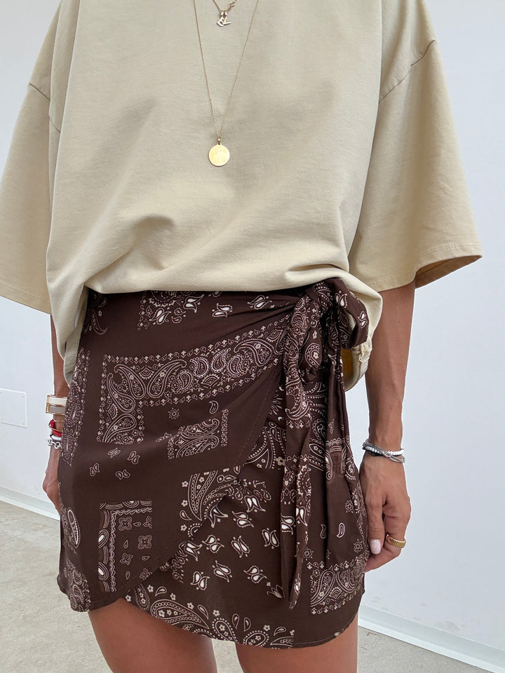 MINIGONNA PAREO BANDANA CIOCCO