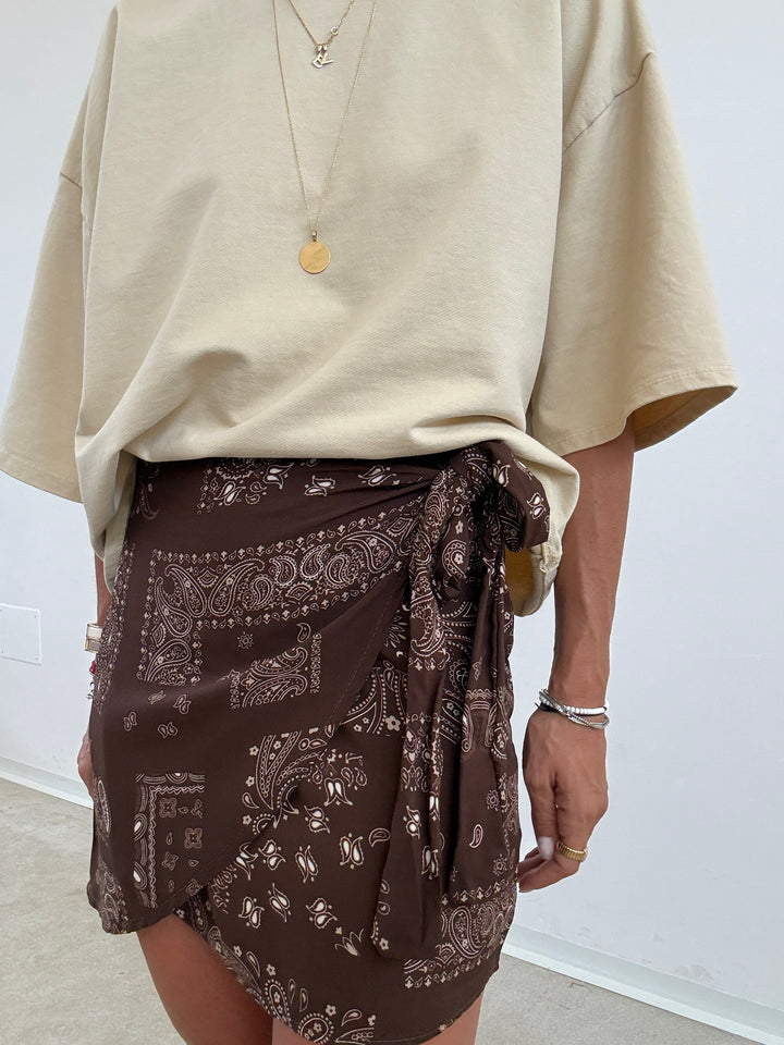 MINIGONNA PAREO BANDANA CIOCCO