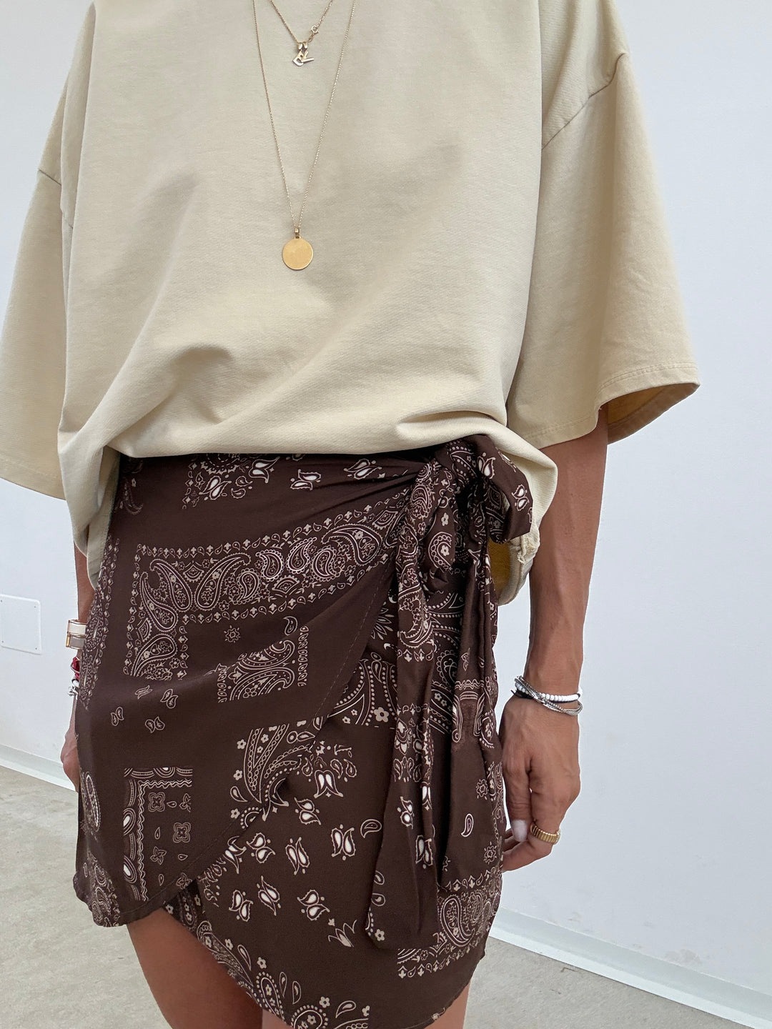MINIGONNA PAREO BANDANA CIOCCO