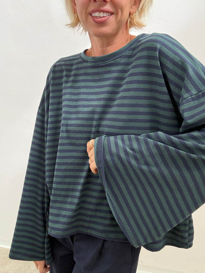 TSHIRT CAMILLA RIGHE PETROLIO/BLU
