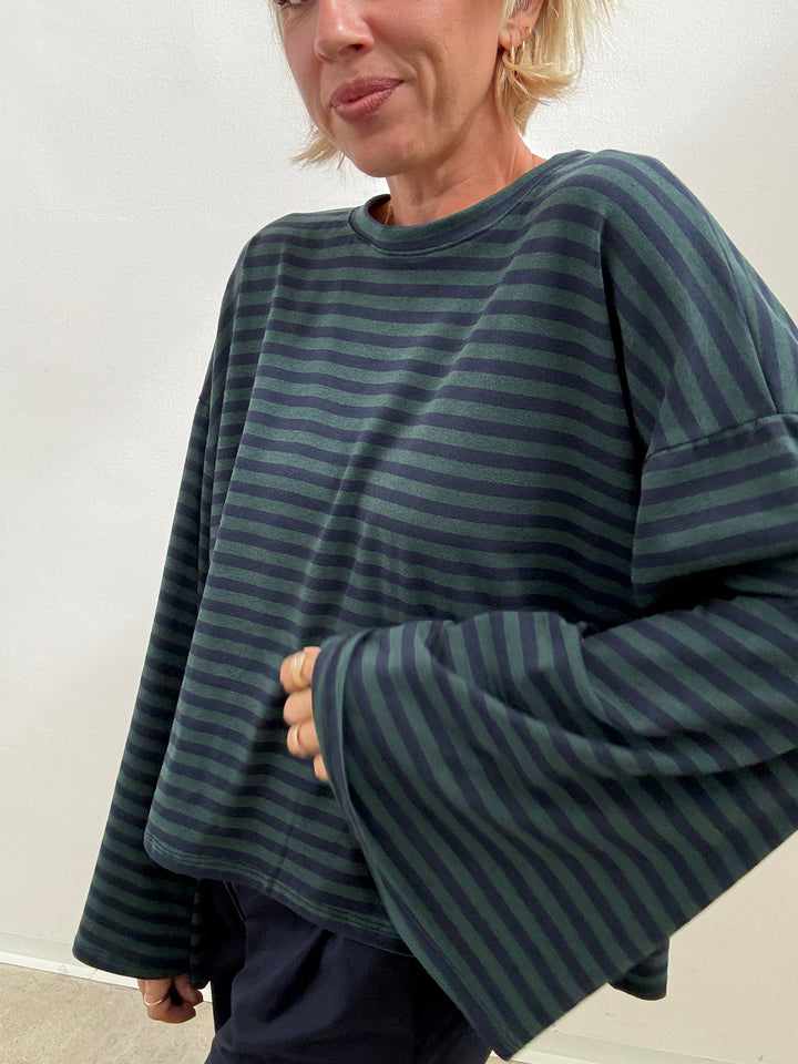 TSHIRT CAMILLA RIGHE PETROLIO/BLU
