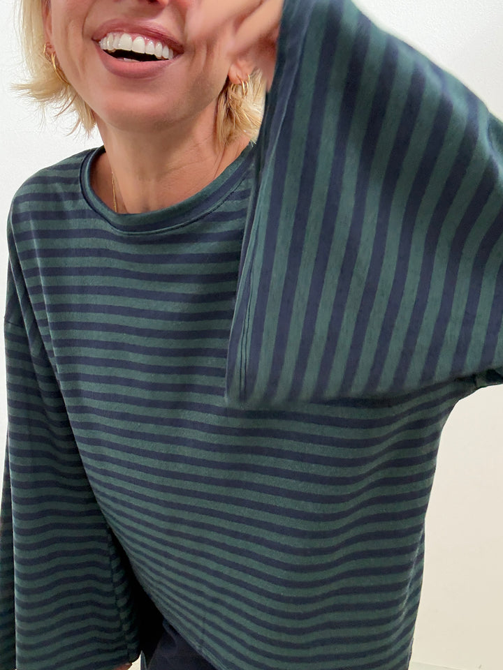 TSHIRT CAMILLA RIGHE PETROLIO/BLU