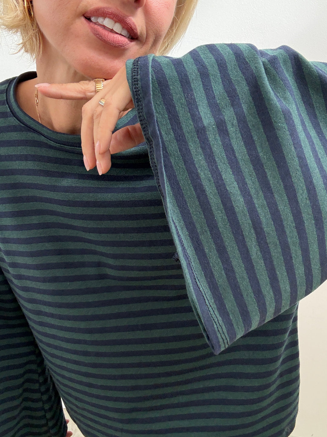 TSHIRT CAMILLA RIGHE PETROLIO/BLU
