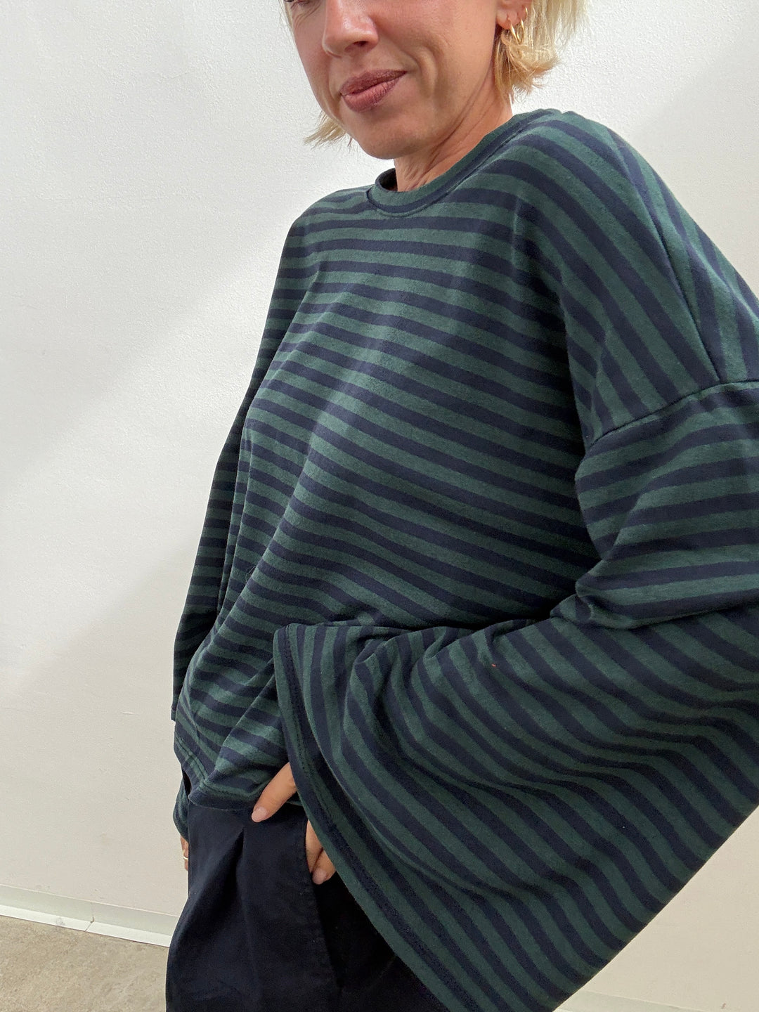 TSHIRT CAMILLA RIGHE PETROLIO/BLU