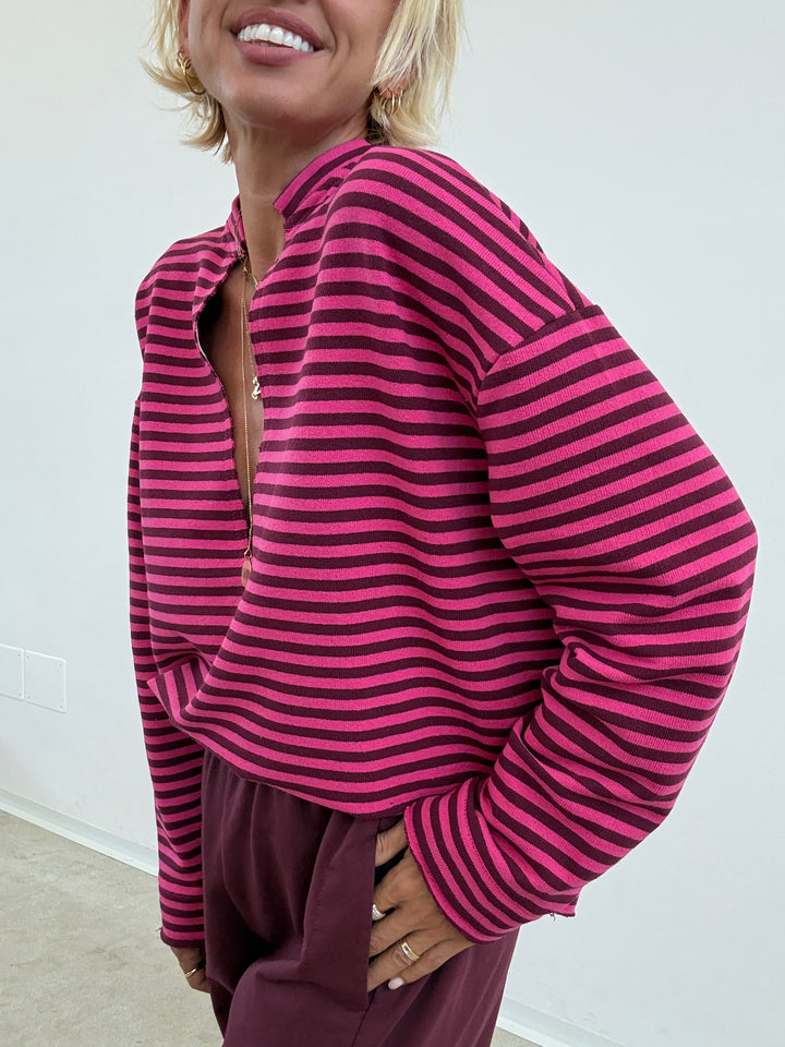 FELPA RACHELE RIGHE FUCSIA/PRUGNA