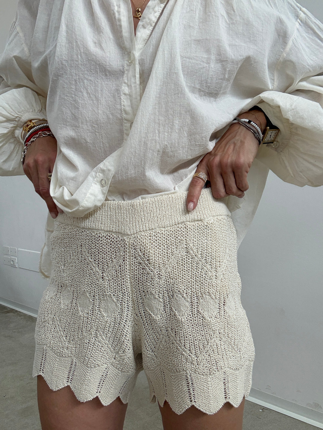 BERMUDA SARA CROCHET AVORIO
