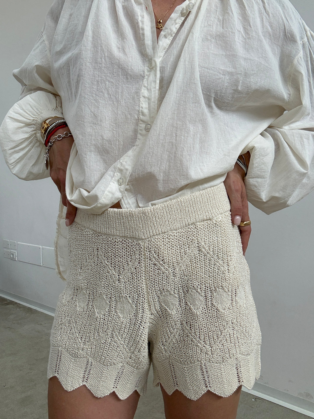 BERMUDA SARA CROCHET AVORIO
