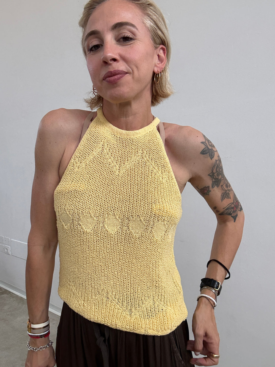 TOP SARA CROCHET GIALLO