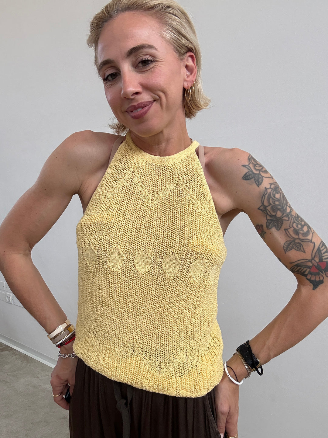TOP SARA CROCHET GIALLO