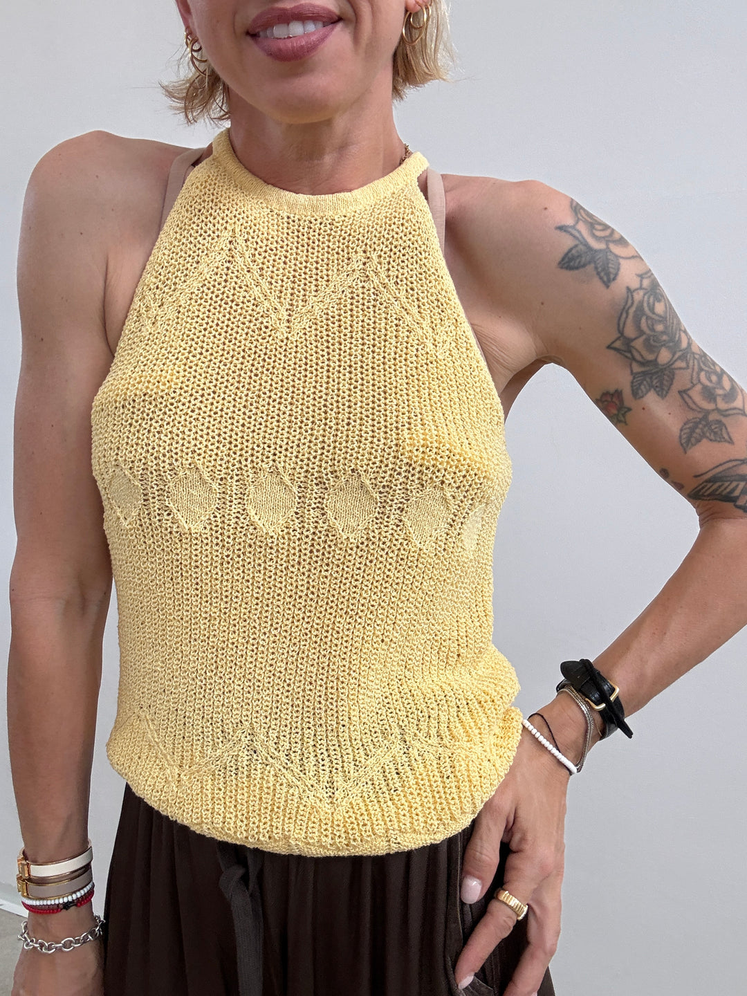 TOP SARA CROCHET GIALLO
