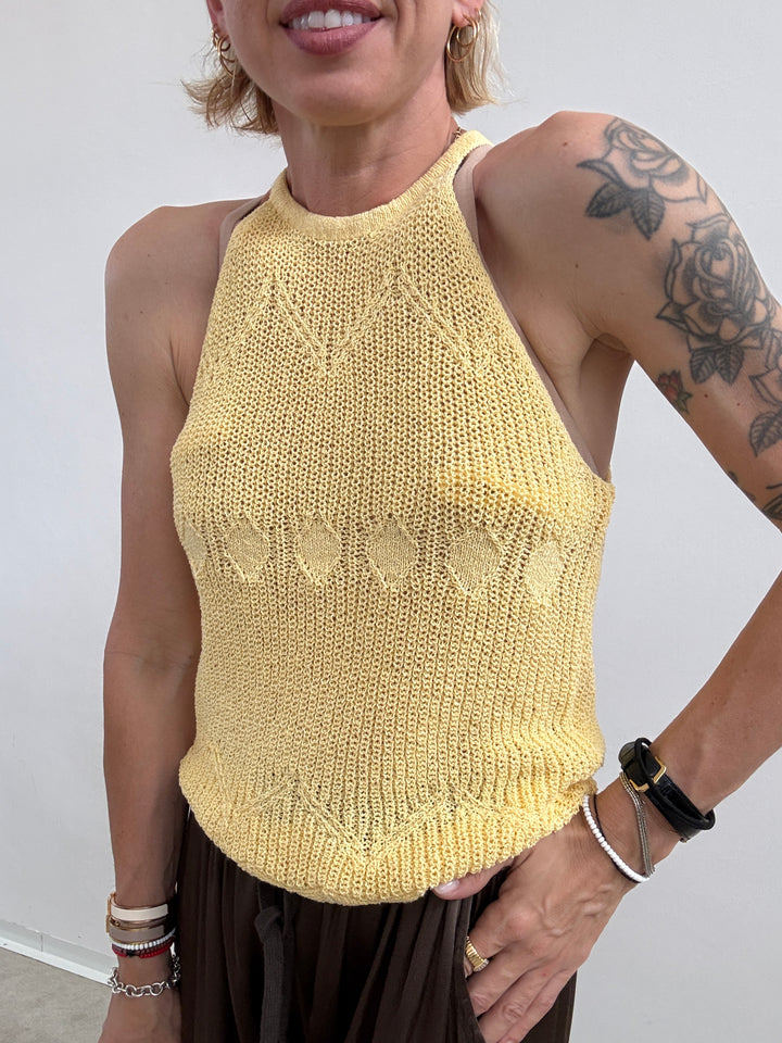 TOP SARA CROCHET GIALLO