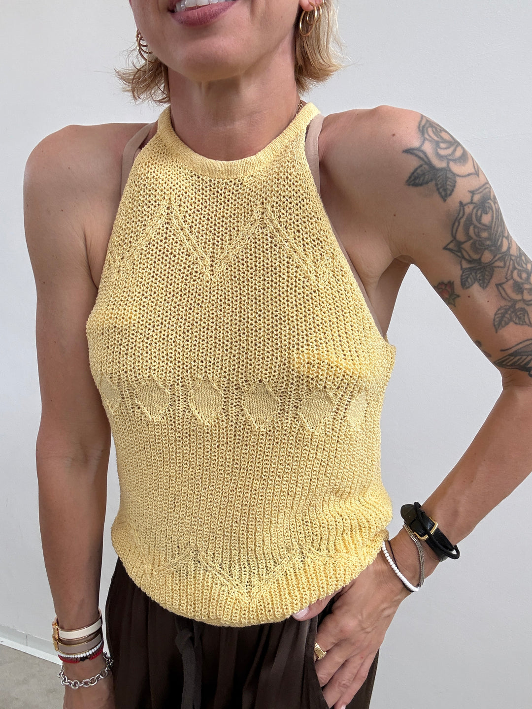 TOP SARA CROCHET GIALLO