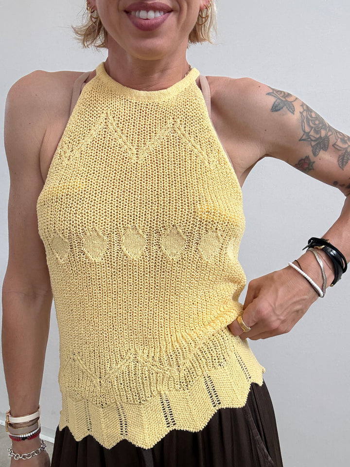 TOP SARA CROCHET GIALLO