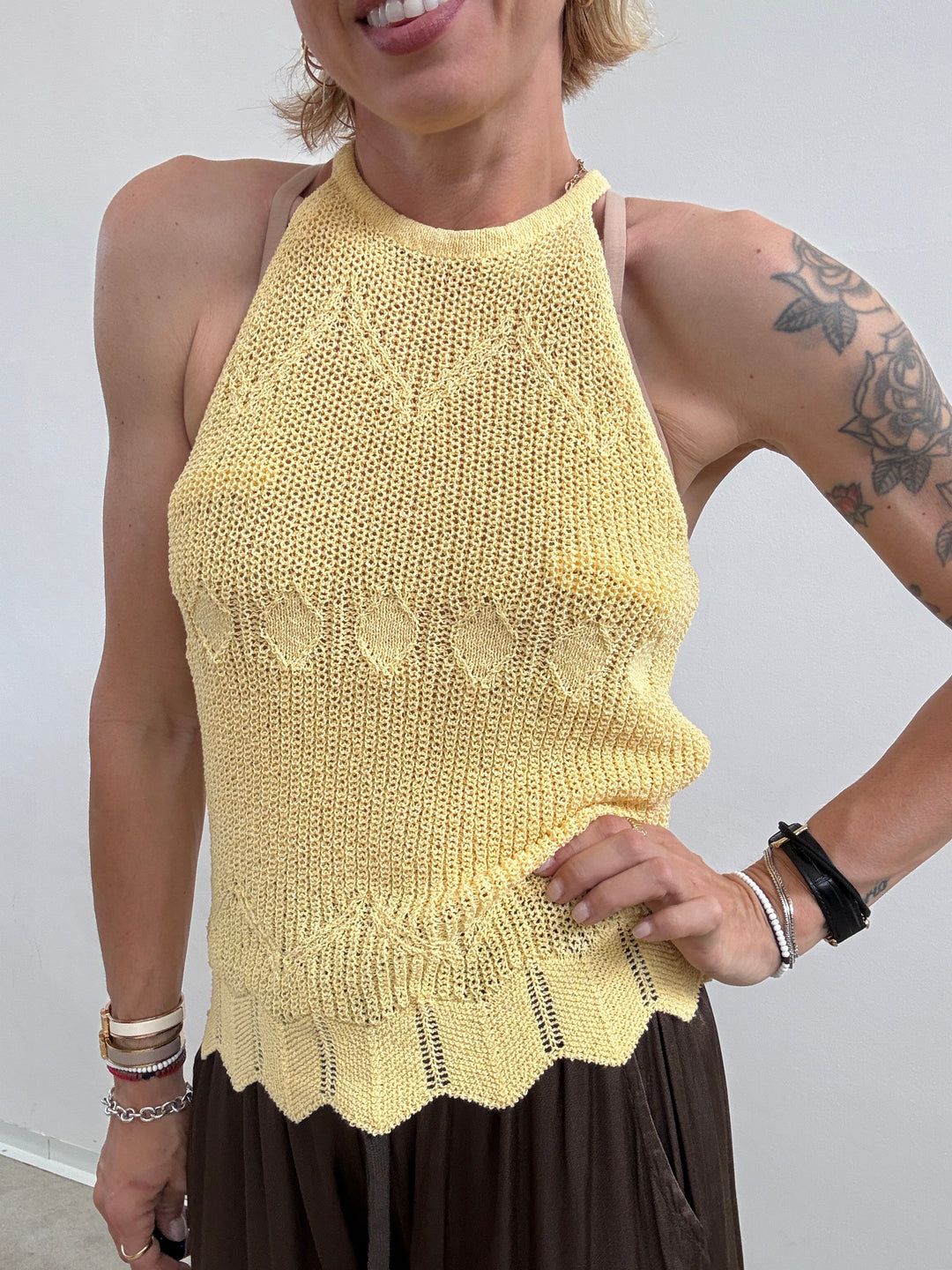 TOP SARA CROCHET GIALLO