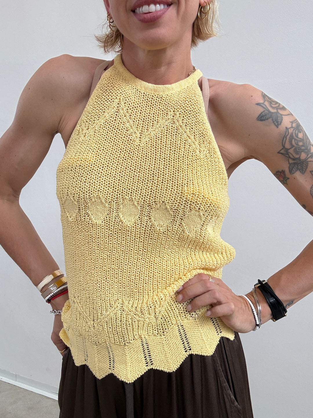 TOP SARA CROCHET GIALLO