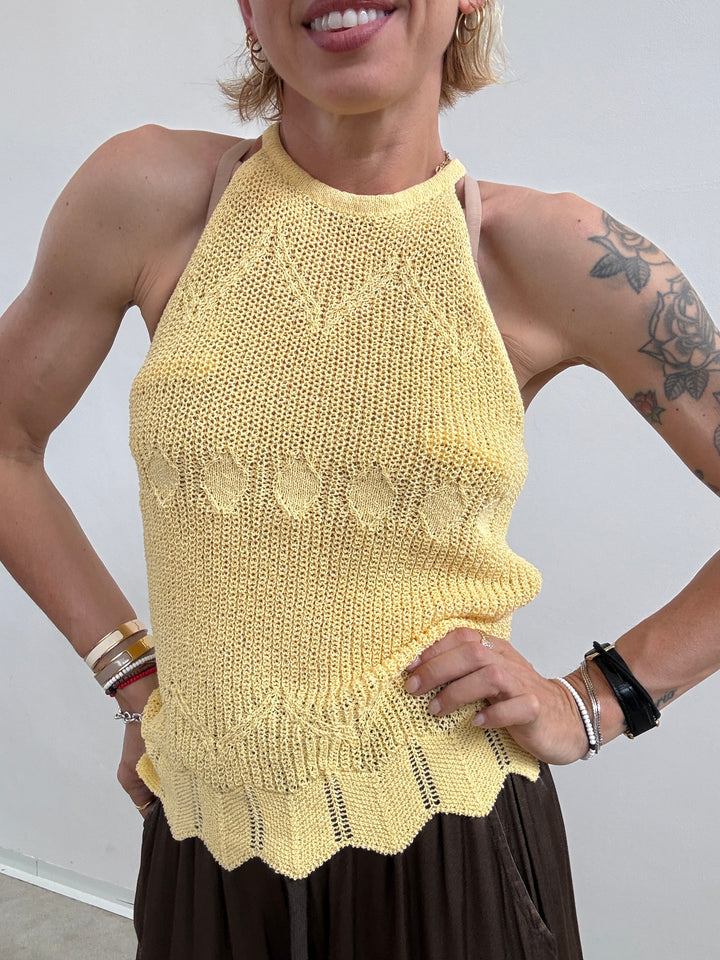 TOP SARA CROCHET GIALLO