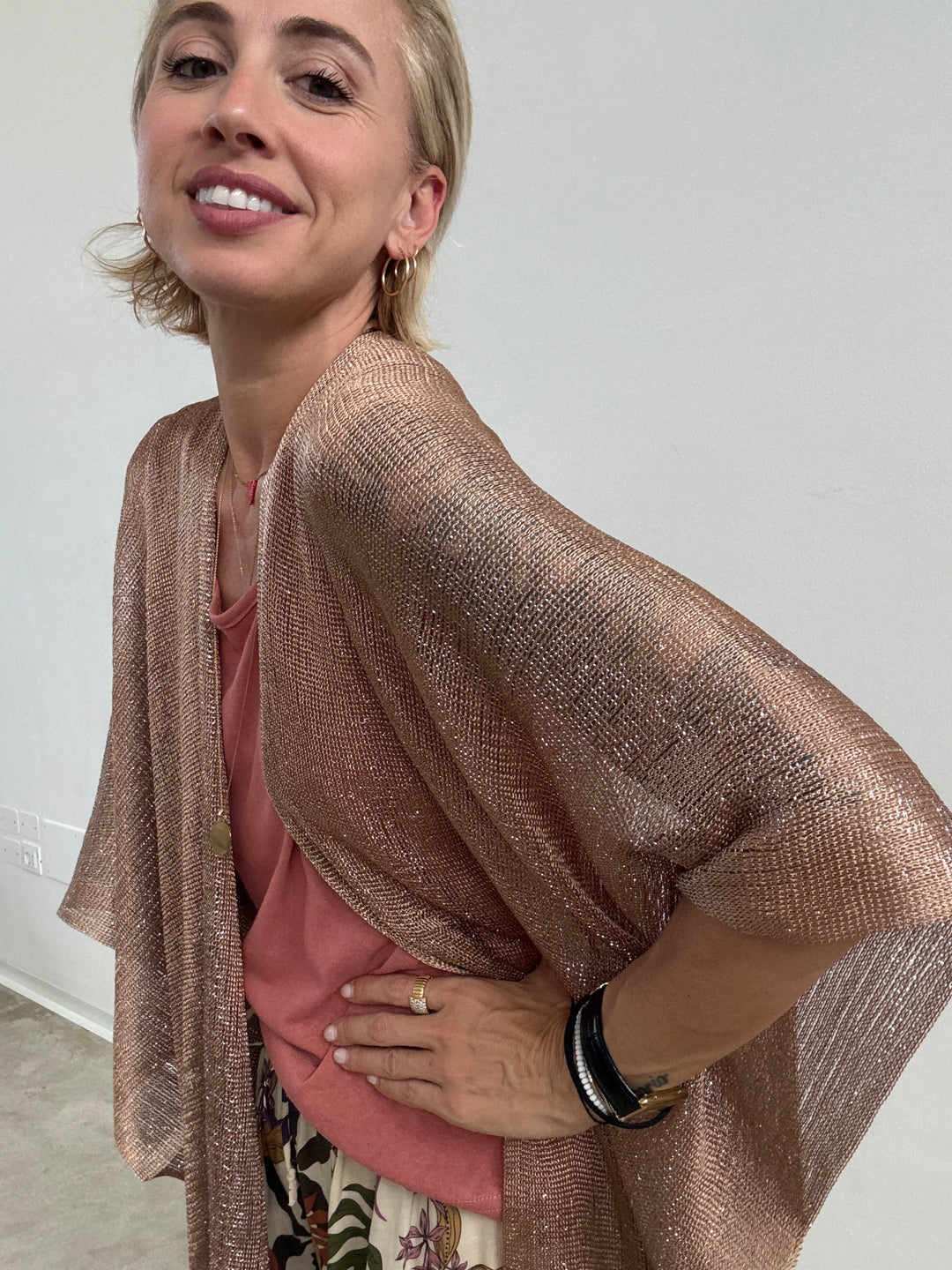 PONCHO LUREX BEIGE