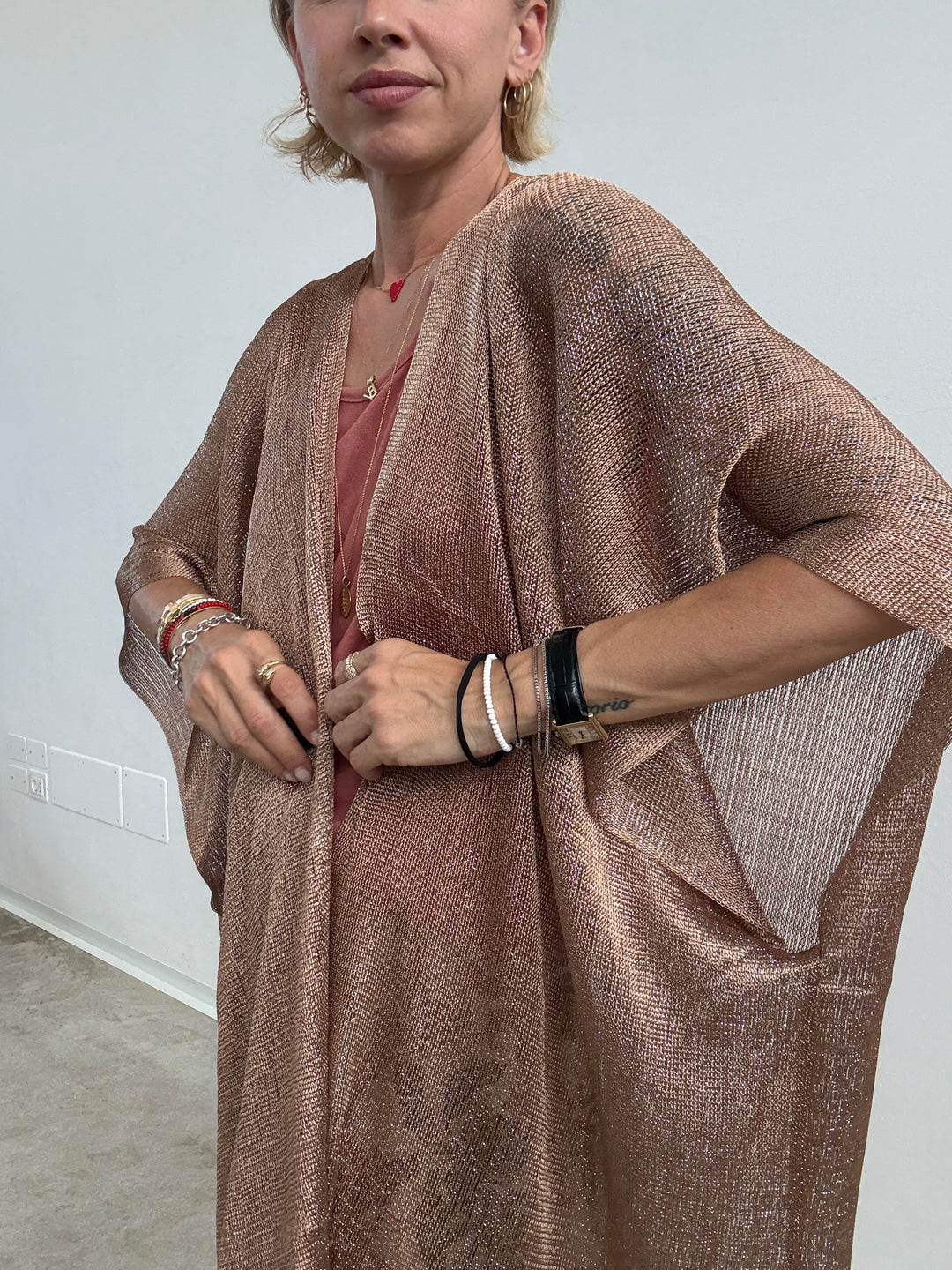 PONCHO LUREX BEIGE