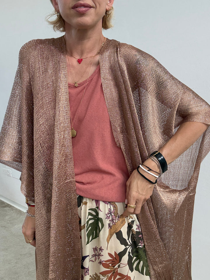 PONCHO LUREX BEIGE