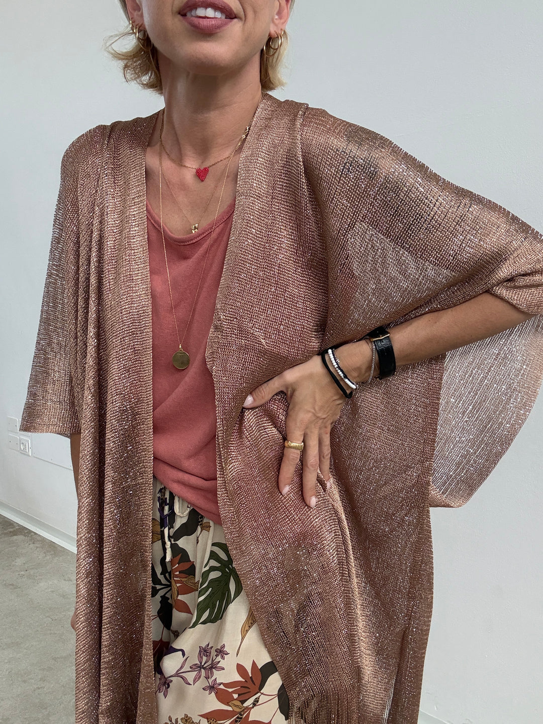 PONCHO LUREX BEIGE