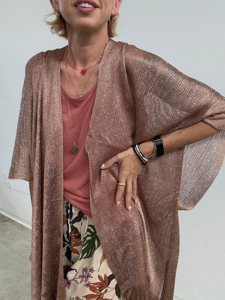 PONCHO LUREX BEIGE