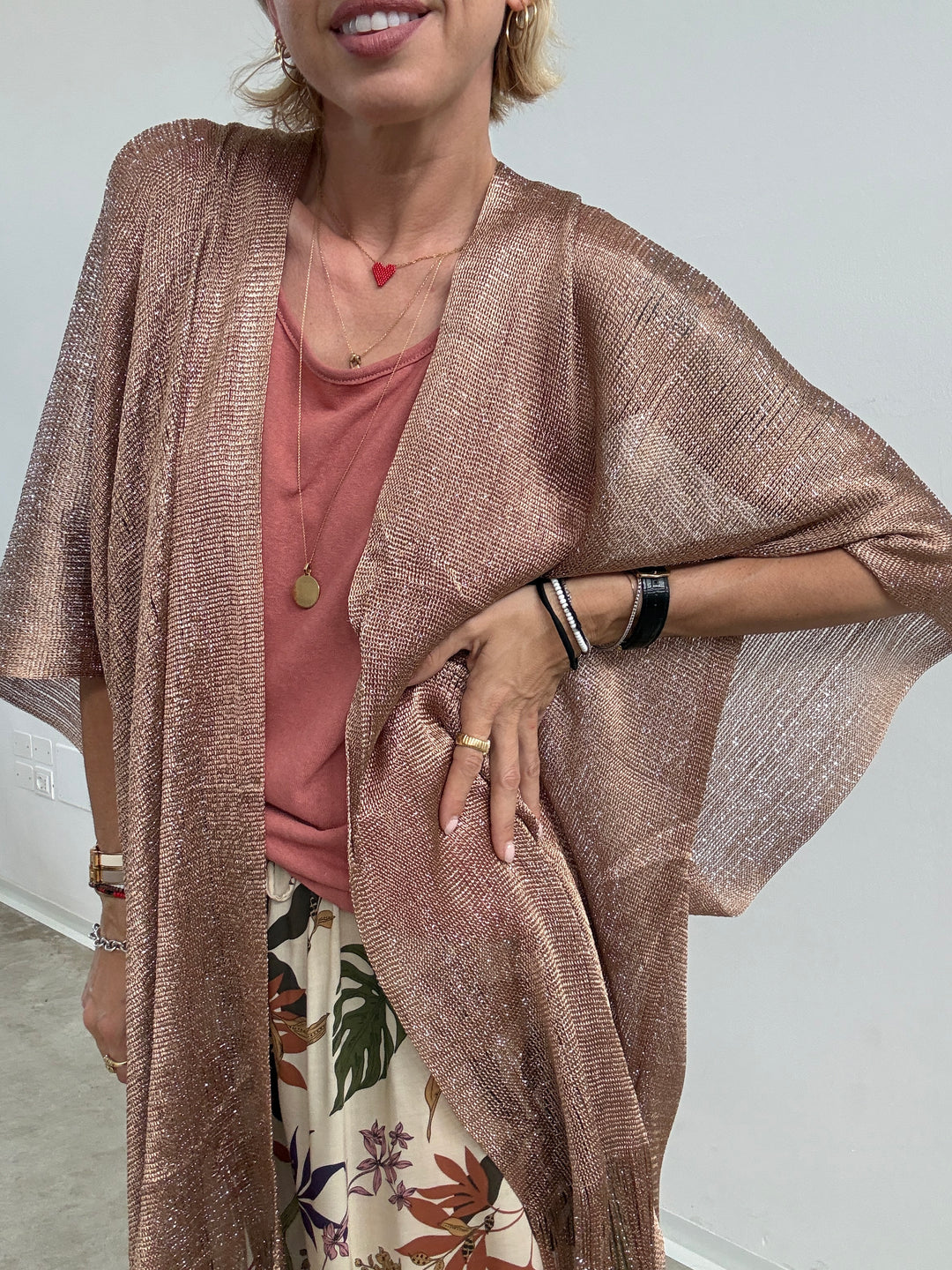 PONCHO LUREX BEIGE