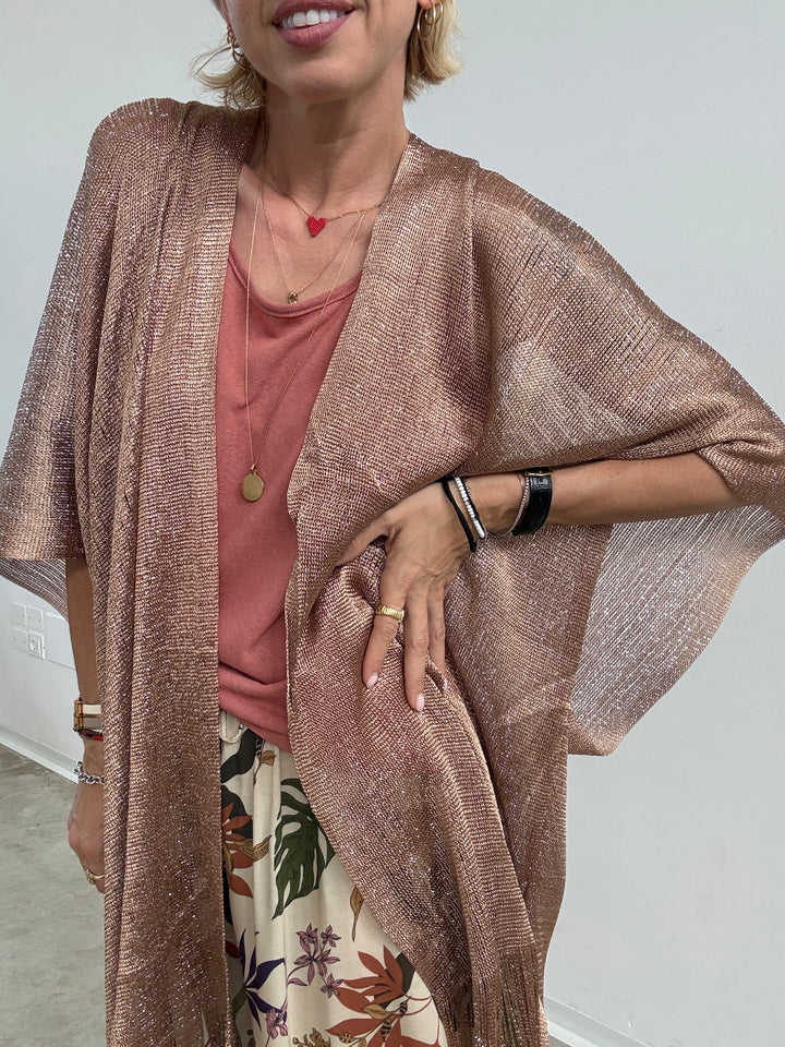 PONCHO LUREX BEIGE